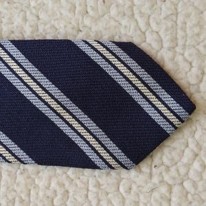 Nicky Milano Woven Silk Blue/White Repp Tie (Handmade in Italy)